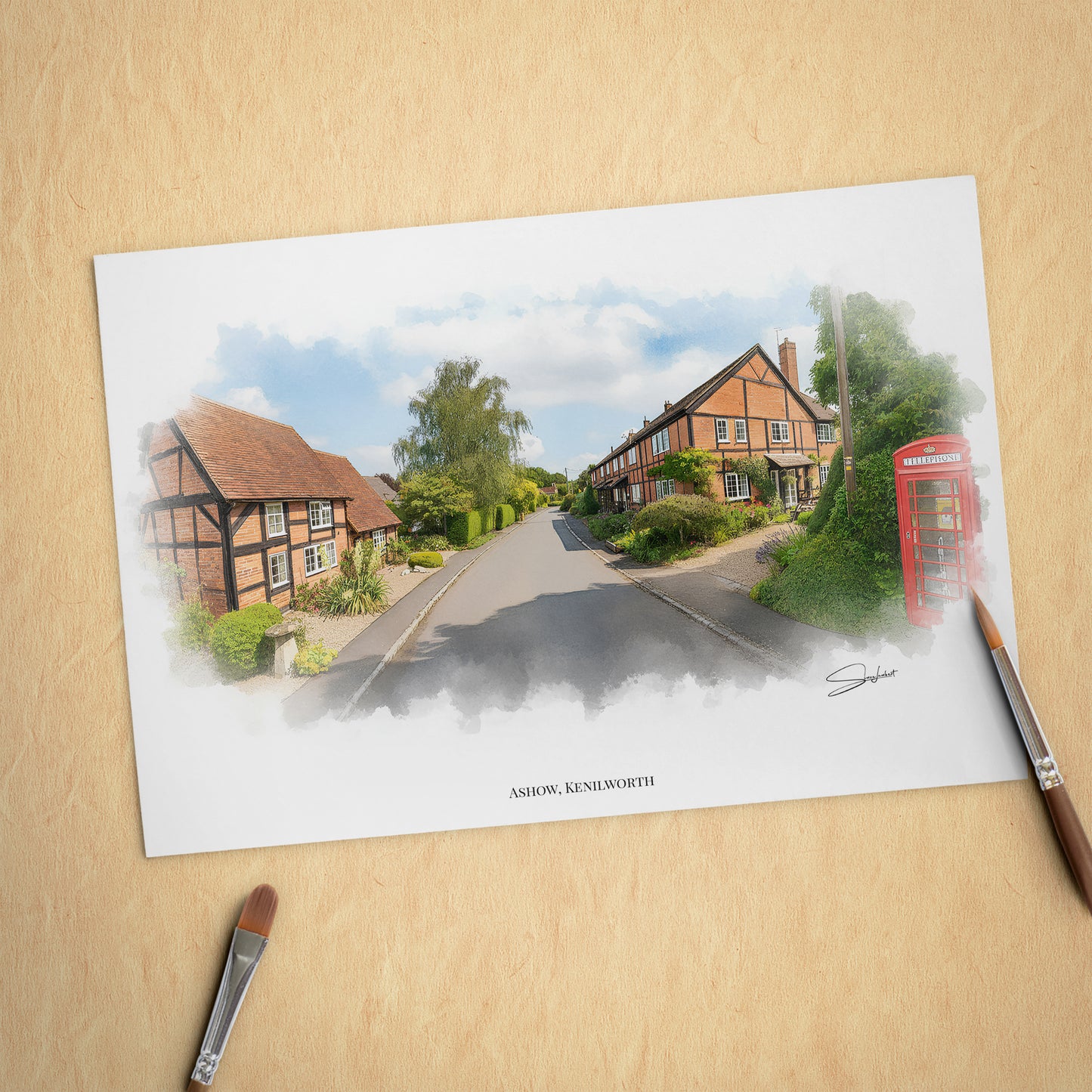 Kenilworth, Warwickshire Local Landmark Print - Ashow Village by Simon Lambert. Framed or Unframed Print Various Sizes