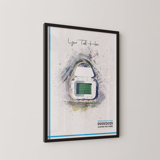 Coventry City, 'CBS Arena' Football Stadium Poster Artwork, Personalised Watercolour Art Print, Custom Aerial Layout - Framing options available ANY STADIUM Worldwide.