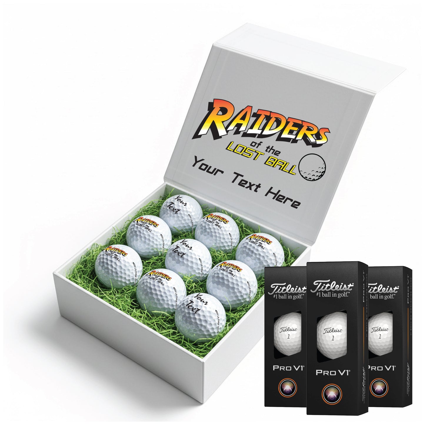 Indiana Jones: Personalised Branded 9 Golf Ball Set in Customised Box - Novelty Movie Themed Golfer's Gift, Father's Day, Retirement, Birthday