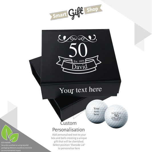 Happy Birthday Personalised Branded 9 Golf Ball Set in Customised Box - Golfer's Gift, Father's Day, Wedding Favour, Birthday