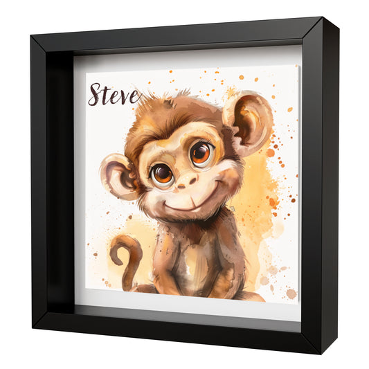 Personalised Baby Monkey Artwork - Framed CERAMIC TILE Print