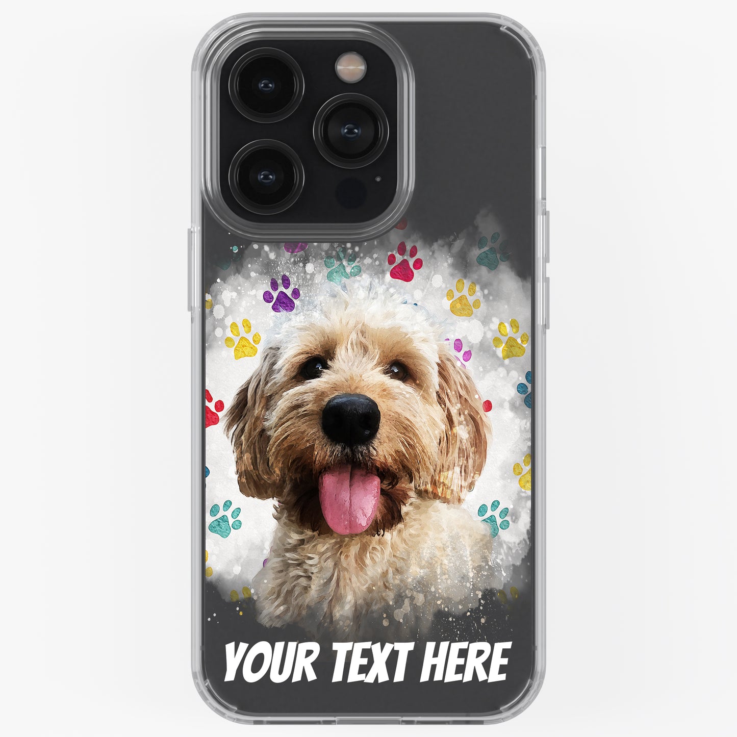 Personalised Pet Portrait Phone Case – Clear Silicone with Custom Brush Art Background | iPhone & Samsung