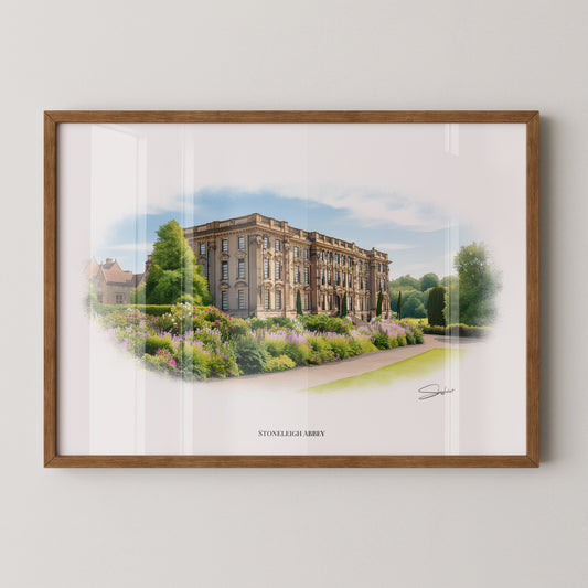 Kenilworth, Warwickshire Local Landmark Print - Stoneleigh Abbey Kenilworth by Simon Lambert. Framed or Unframed Print Various Sizes