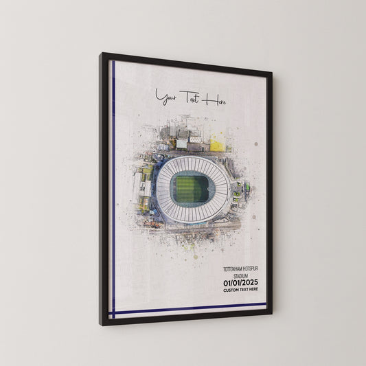 Tottenham Hotspur, 'London Stadium' Football Stadium Poster Artwork, Personalised Watercolour Art Print, Custom Aerial Layout - Framing options available ANY STADIUM Worldwide.