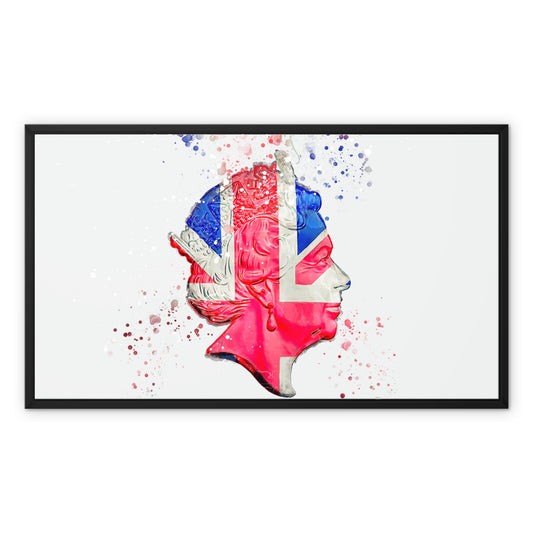Queen Elizabeth II Commemorative Splatter Artwork Framed Canvas