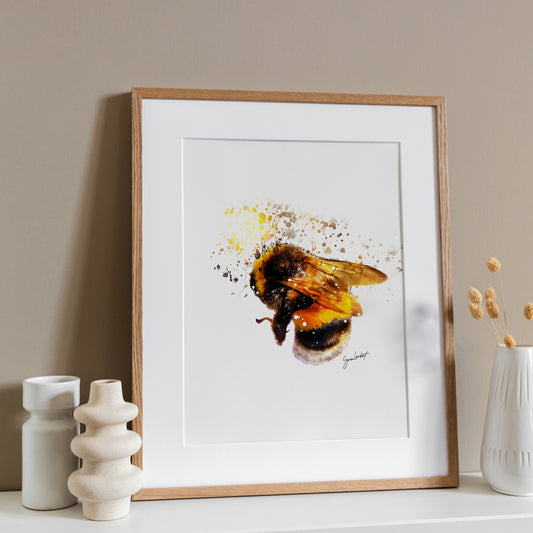 Bumblebee Portrait Splatter Style Artwork Fine Art Print (Unframed)