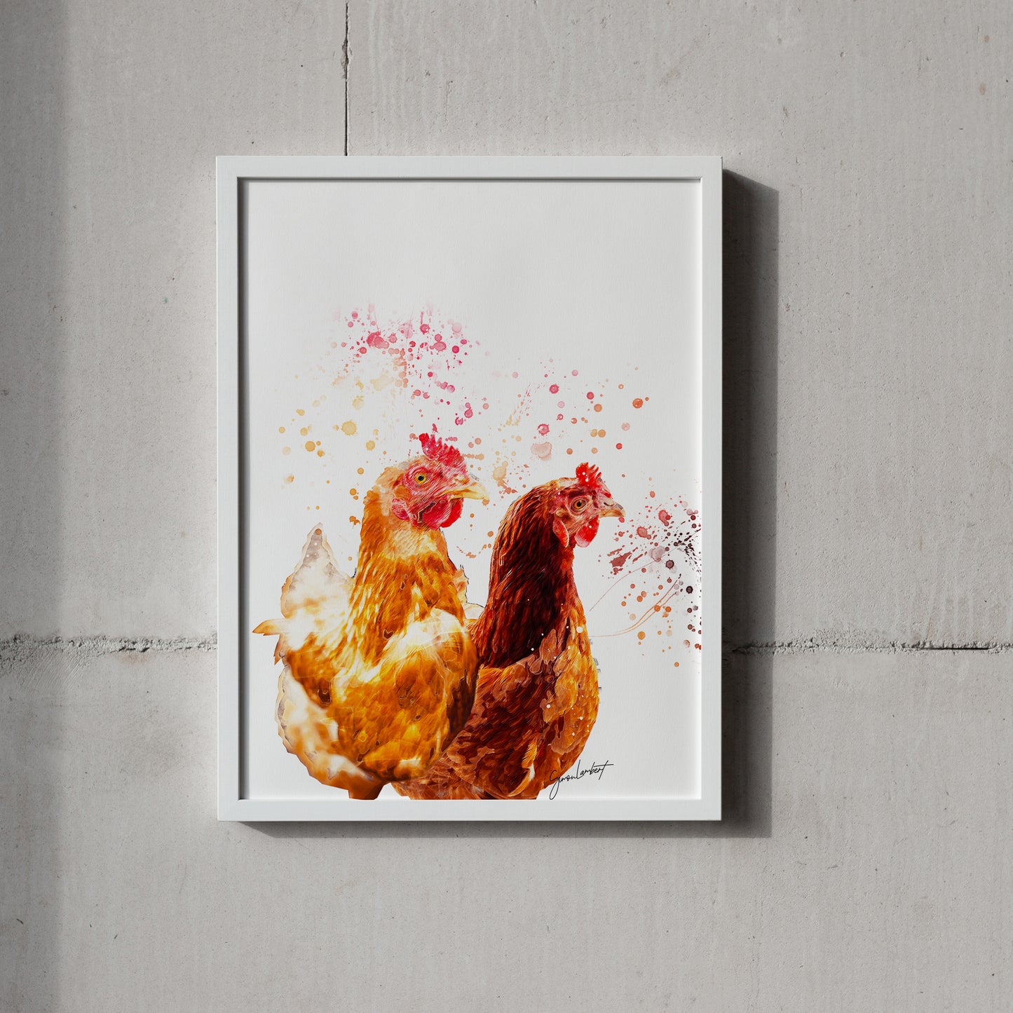 Chicken Portrait Splatter Style Artwork Fine Art Print (Unframed)