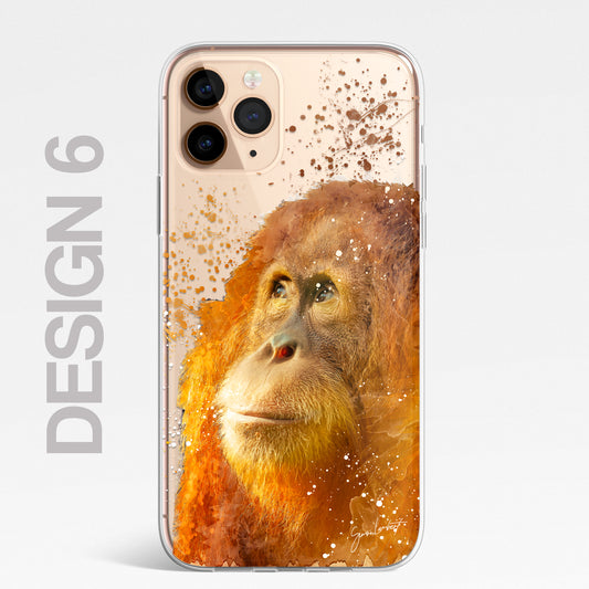 Asian Animals Phone Case Splatter Art CLEAR Cover Case for iPhone 14 13 12 Pro +