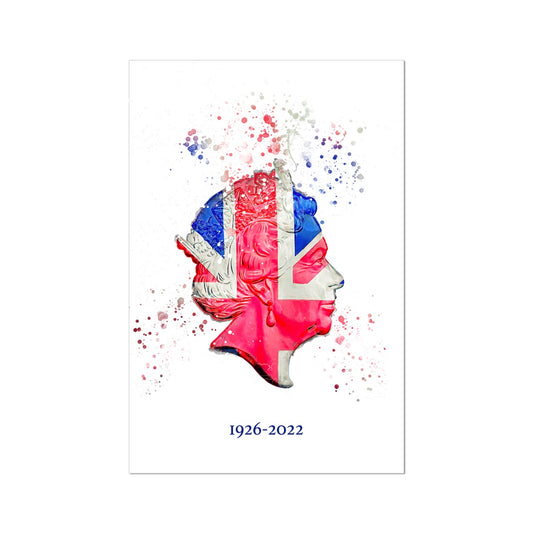 Queen Elizabeth II Commemorative Splatter Artwork Fine Art Print (Unframed)