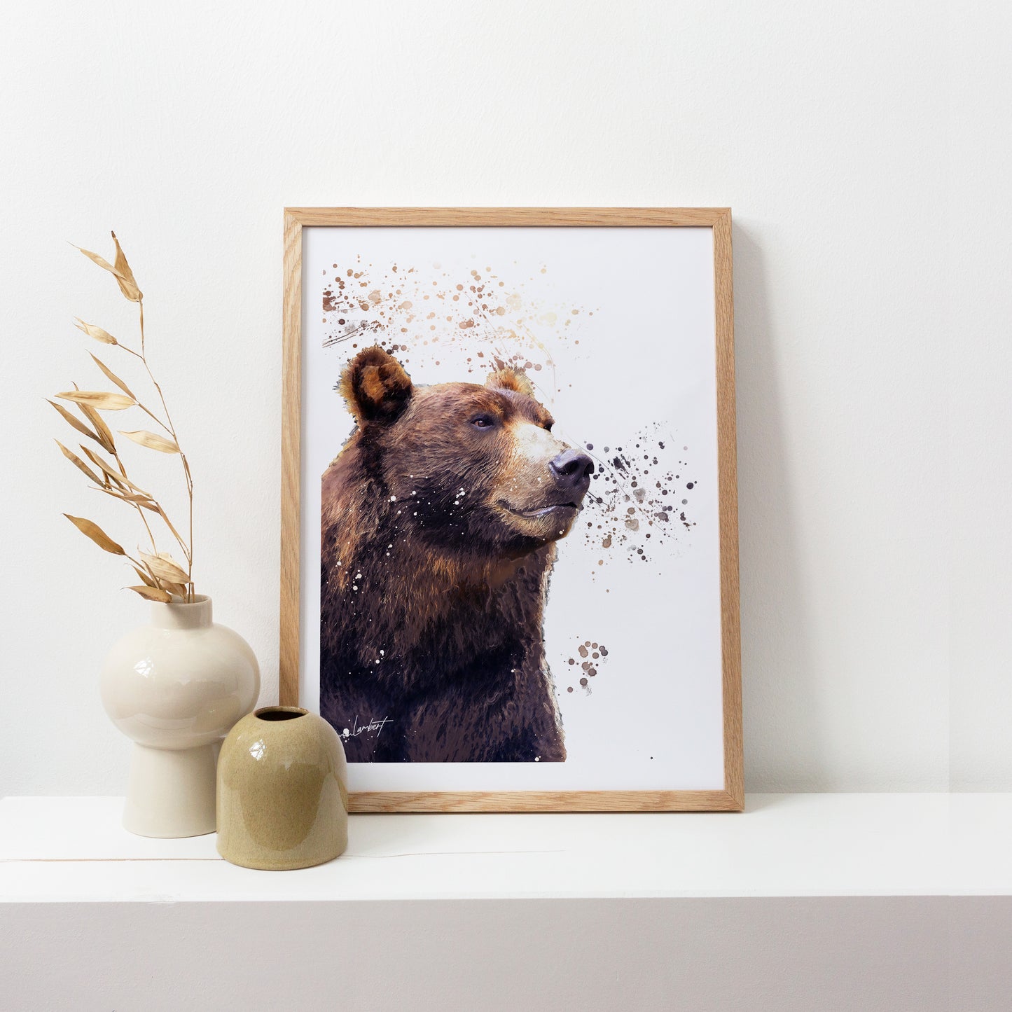 Bear Portrait Splatter Style Artwork Fine Art Print (Unframed)