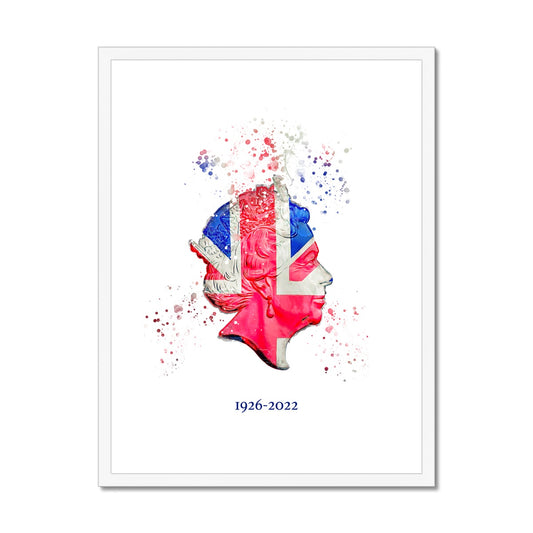 Queen Elizabeth II Commemorative Splatter Artwork Framed & Mounted Print