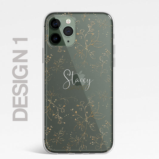 Personalised Floral Botanic Custom CLEAR Cover Case Flower for Samsung S21 S20