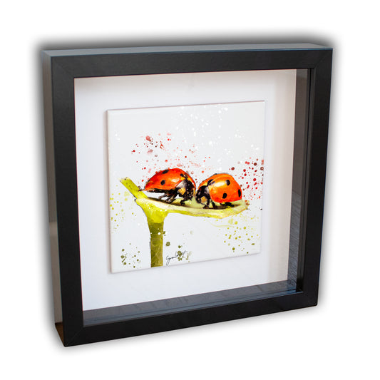 Ladybird Portrait Brush Splatter Style Artwork - Framed CERAMIC TILE Art