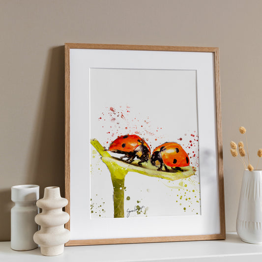 Ladybird Portrait Splatter Style Artwork Fine Art Print (Unframed)