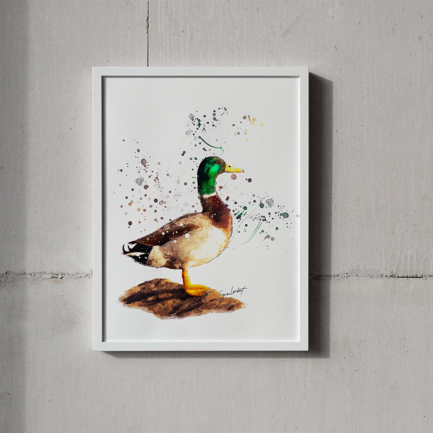 Mallard Portrait Splatter Style Artwork Fine Art Print (Unframed)