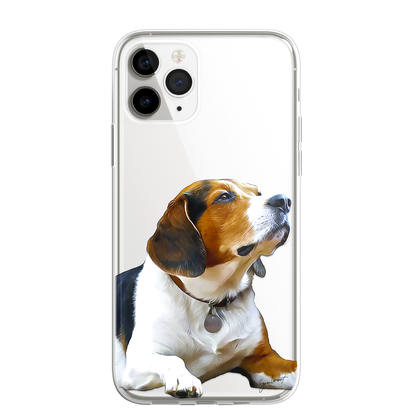 Beagle Dog Phone Case Painting Effect CLEAR Cover Case for iPhone 14 13 12 Pro +