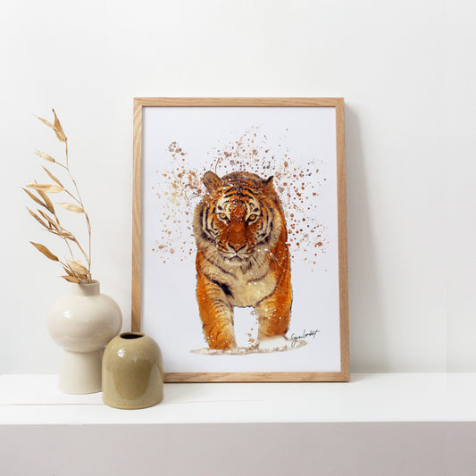 Tiger Portrait Splatter Style Artwork Fine Art Print (Unframed)