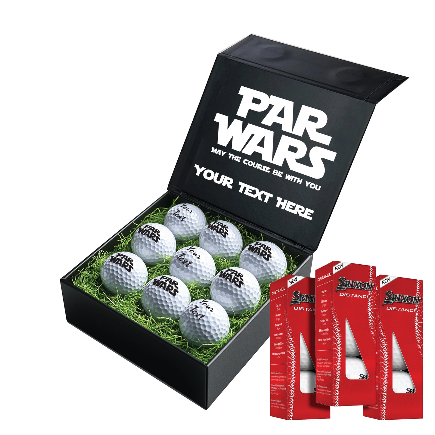 Star Wars Themed: Personalised Branded 9 Golf Ball Set in Customised Box - Par Wars Golfer's Gift, Father's Day, Wedding Favour, Birthday
