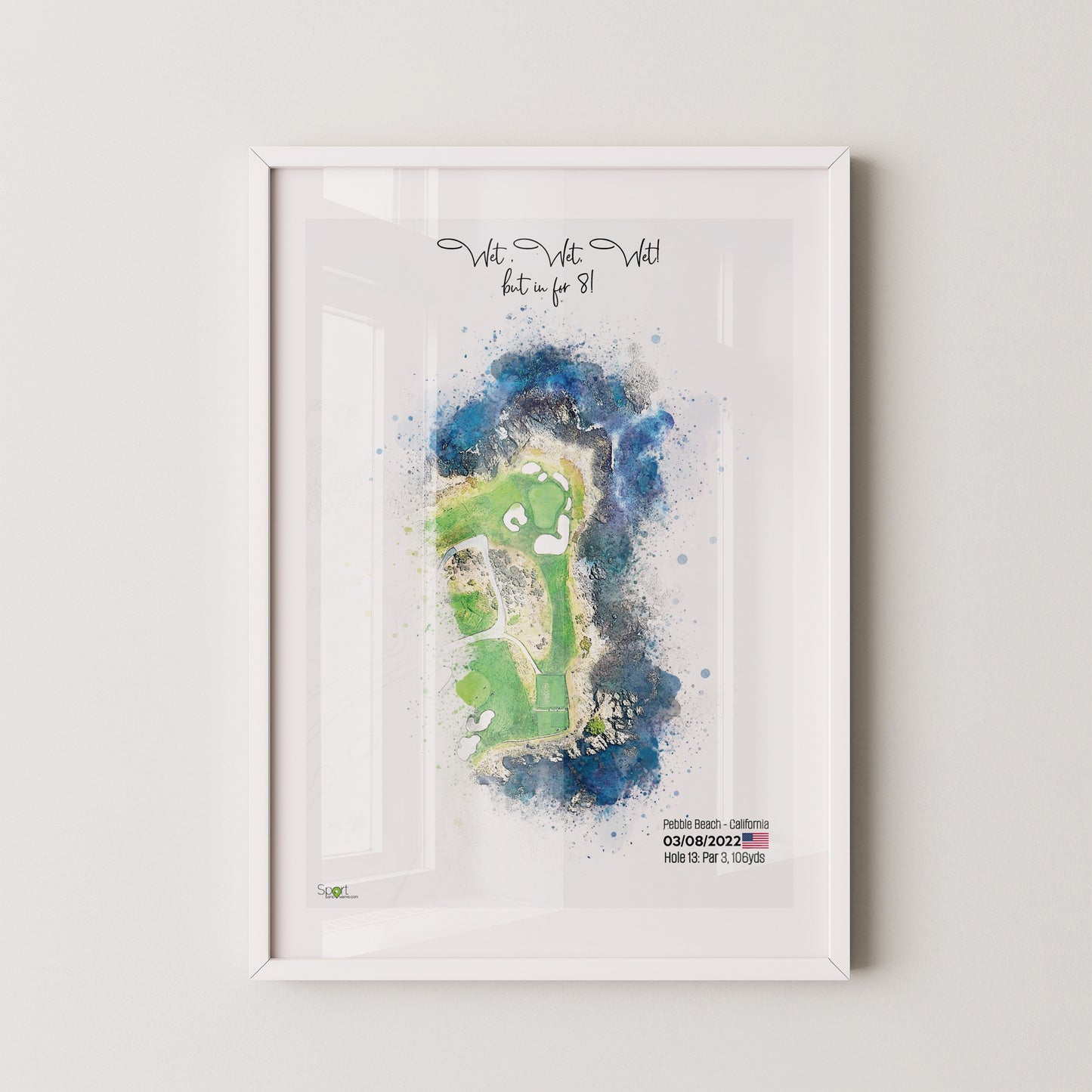 Personalised Golf Art Print, Custom Aerial Golf Course Map Layout - ANY HOLE Worldwide, Bespoke Text, Hole in One Gift Keepsake, Men Women, Father's Day, Birthday, Retirement