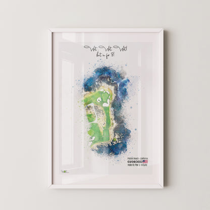 Personalised Golf Art Print, Custom Aerial Golf Course Map Layout - ANY HOLE Worldwide, Bespoke Text, Hole in One Gift Keepsake, Men Women, Father's Day, Birthday, Retirement