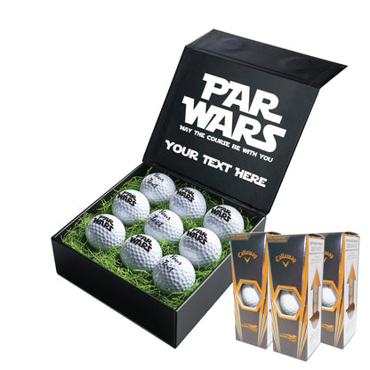 Star Wars Themed: Personalised Branded 9 Golf Ball Set in Customised Box - Par Wars Golfer's Gift, Father's Day, Wedding Favour, Birthday
