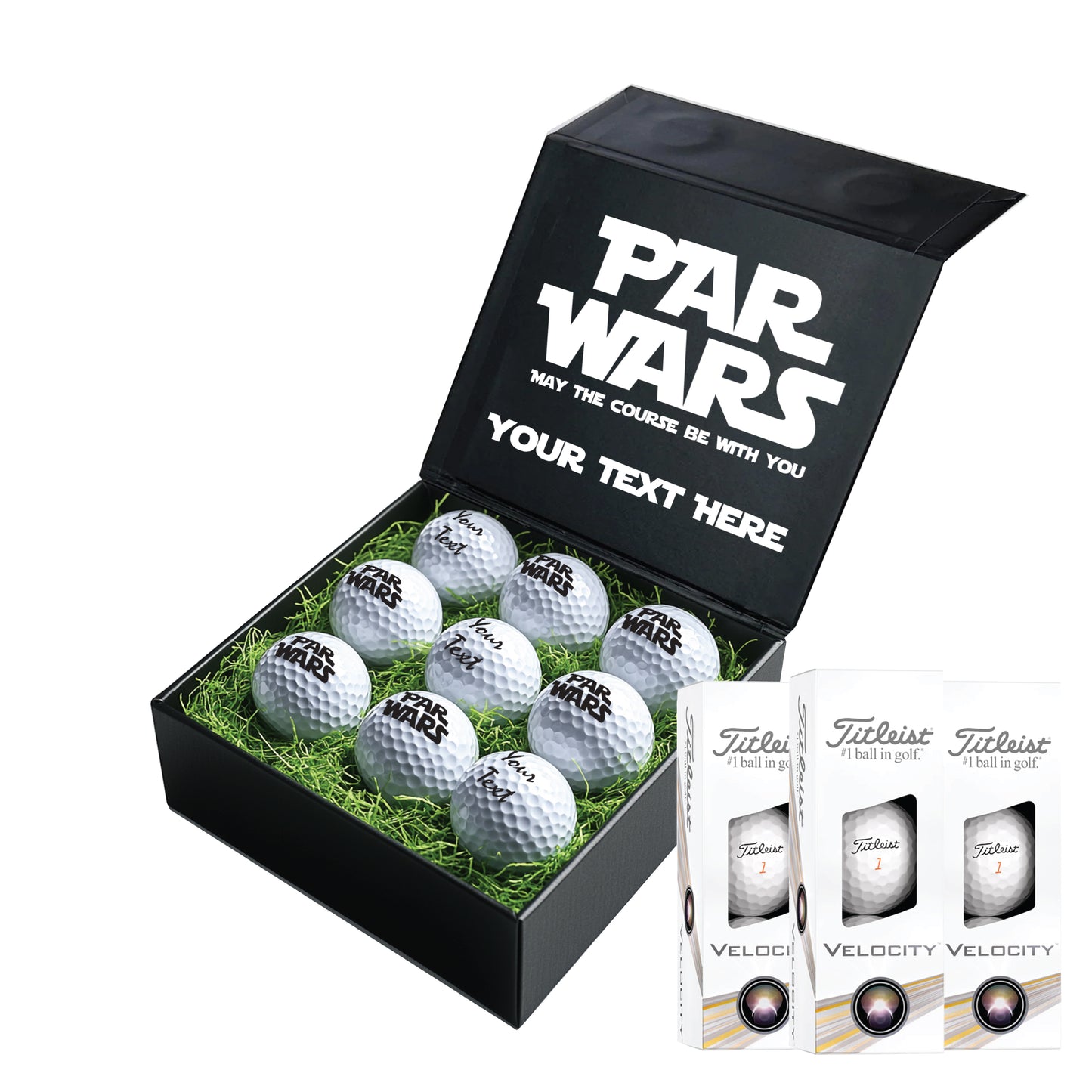 Star Wars Themed: Personalised Branded 9 Golf Ball Set in Customised Box - Par Wars Golfer's Gift, Father's Day, Wedding Favour, Birthday