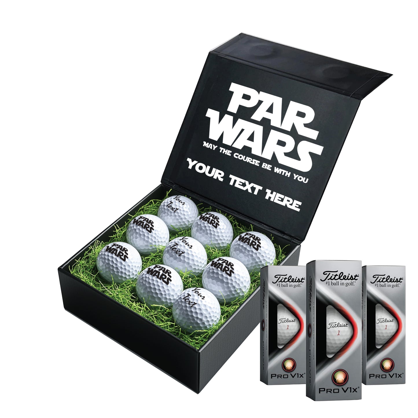 Star Wars Themed: Personalised Branded 9 Golf Ball Set in Customised Box - Par Wars Golfer's Gift, Father's Day, Wedding Favour, Birthday