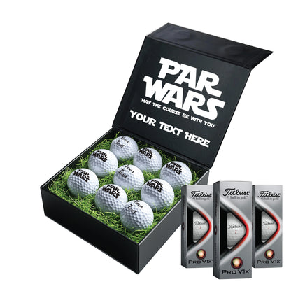 Star Wars Themed: Personalised Branded 9 Golf Ball Set in Customised Box - Par Wars Golfer's Gift, Father's Day, Wedding Favour, Birthday
