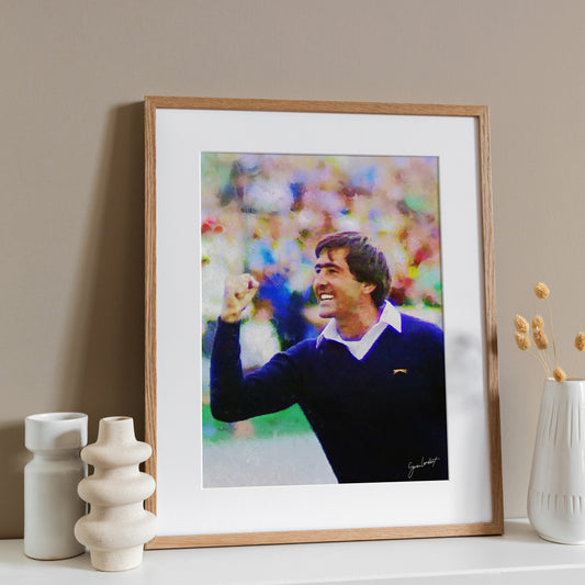 Limited Edition Seve Ballesteros Portrait British Open St Andrews 1984 Champion, Oil Style Artwork Fine Art Print (Unframed)