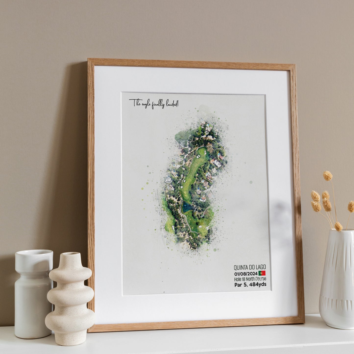 Personalised Golf Art Print, Custom Aerial Golf Course Map Layout - ANY HOLE Worldwide, Bespoke Text, Hole in One Gift Keepsake, Men Women, Father's Day, Birthday, Retirement