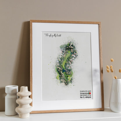 Personalised Golf Art Print, Custom Aerial Golf Course Map Layout - ANY HOLE Worldwide, Bespoke Text, Hole in One Gift Keepsake, Men Women, Father's Day, Birthday, Retirement