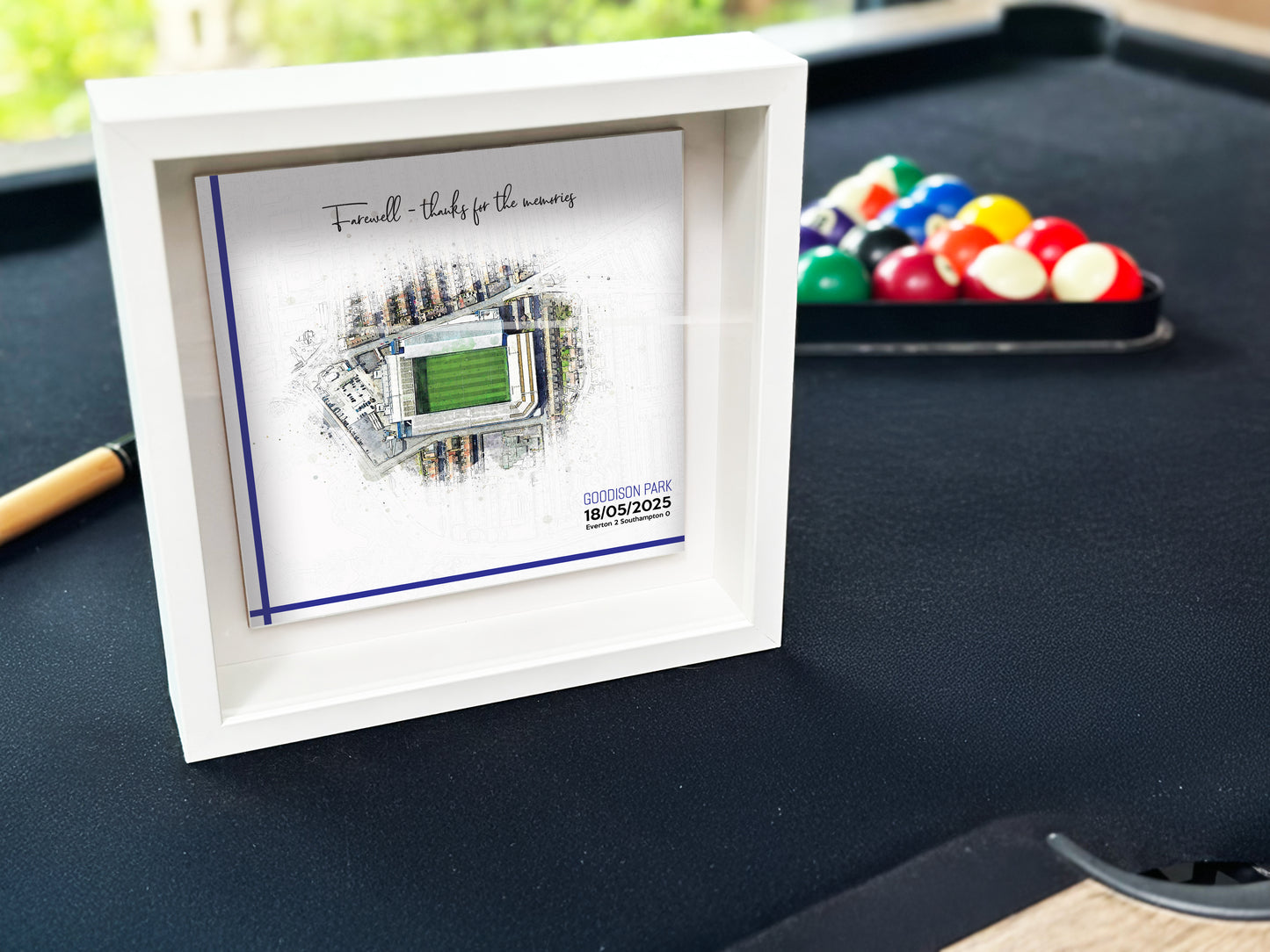 Framed Ceramic Tile Art: Personalised Football Stadium Art Print, Custom Aerial Map - ANY STADIUM Worldwide, Bespoke Text, Football Gift Keepsake