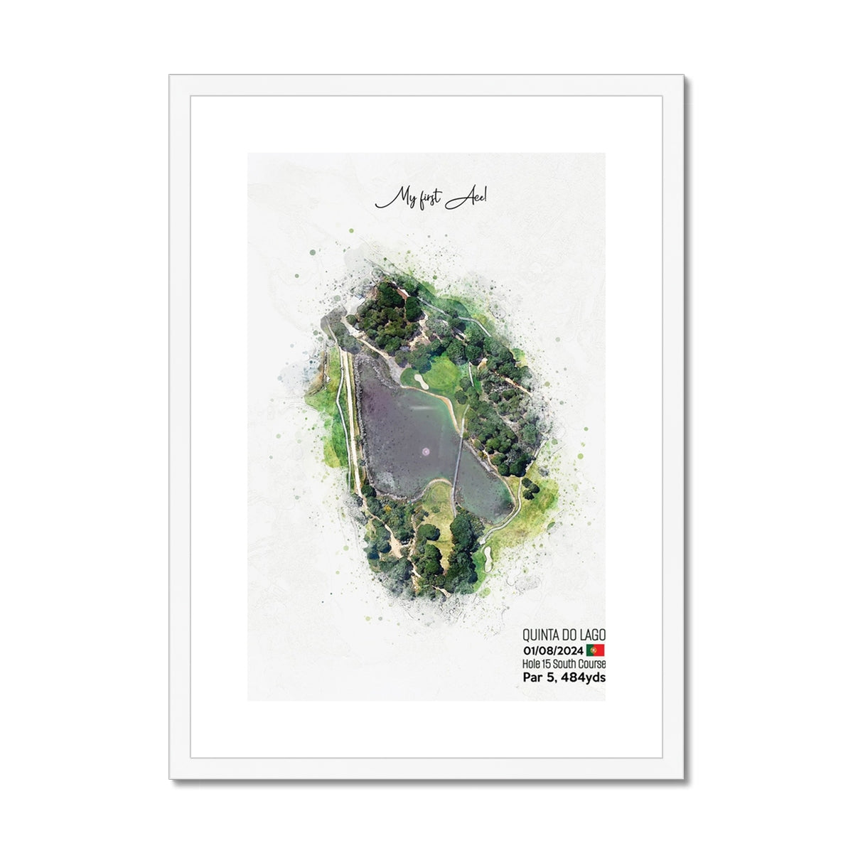 Personalised Golf Art Print, Custom Aerial Golf Course Map Layout - ANY HOLE Worldwide, Bespoke Text, Hole in One Gift Keepsake, Men Women, Father's Day, Birthday, Retirement