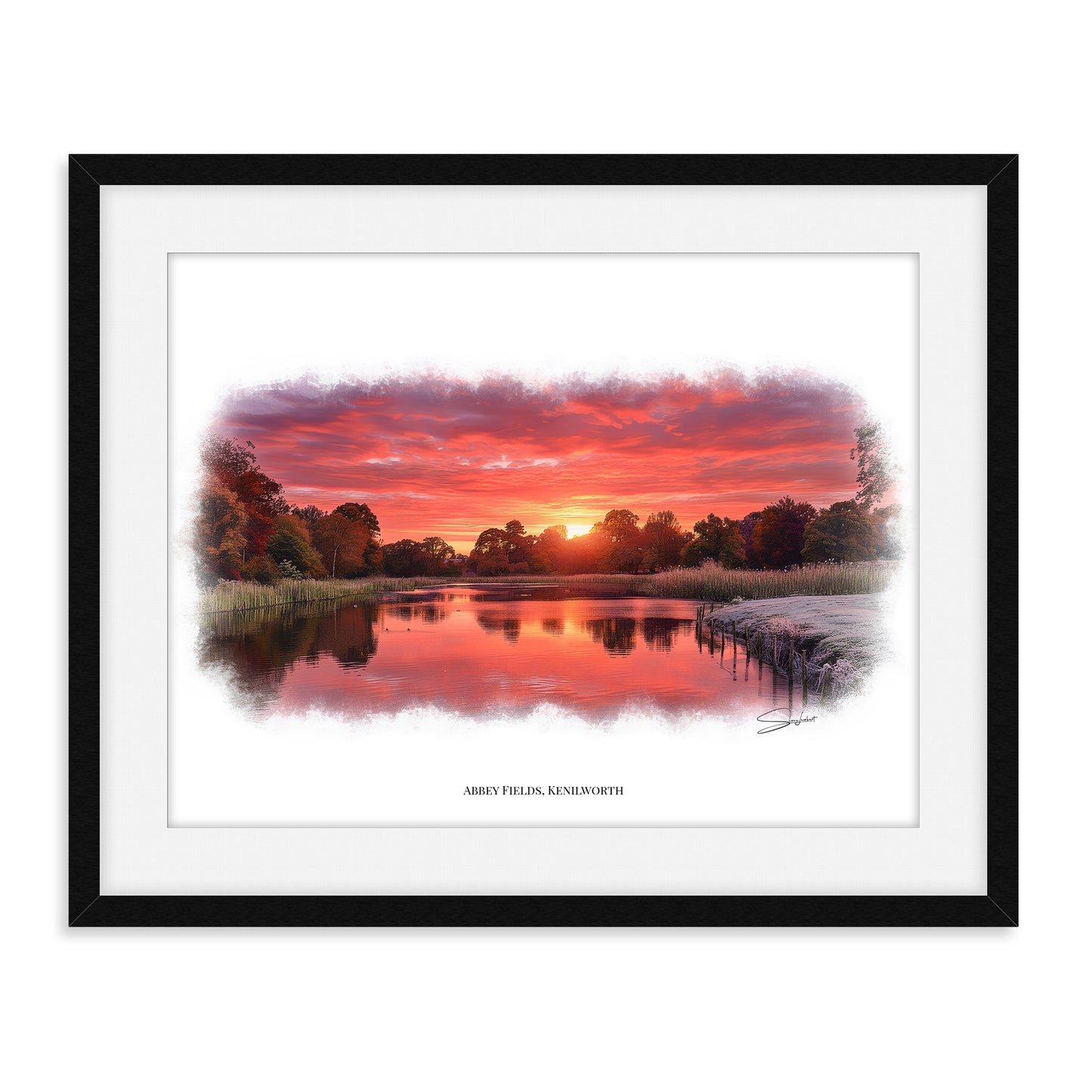 Kenilworth, Warwickshire Local Landmark Print - Abbey Fields Sunset by Simon Lambert. Framed or Unframed Print Various Sizes