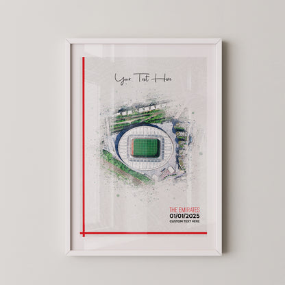 Bespoke Stadium Design Football Stadium Poster Artwork, Personalised Watercolour Art Print, Custom Aerial Layout - Framing options available ANY STADIUM Worldwide.