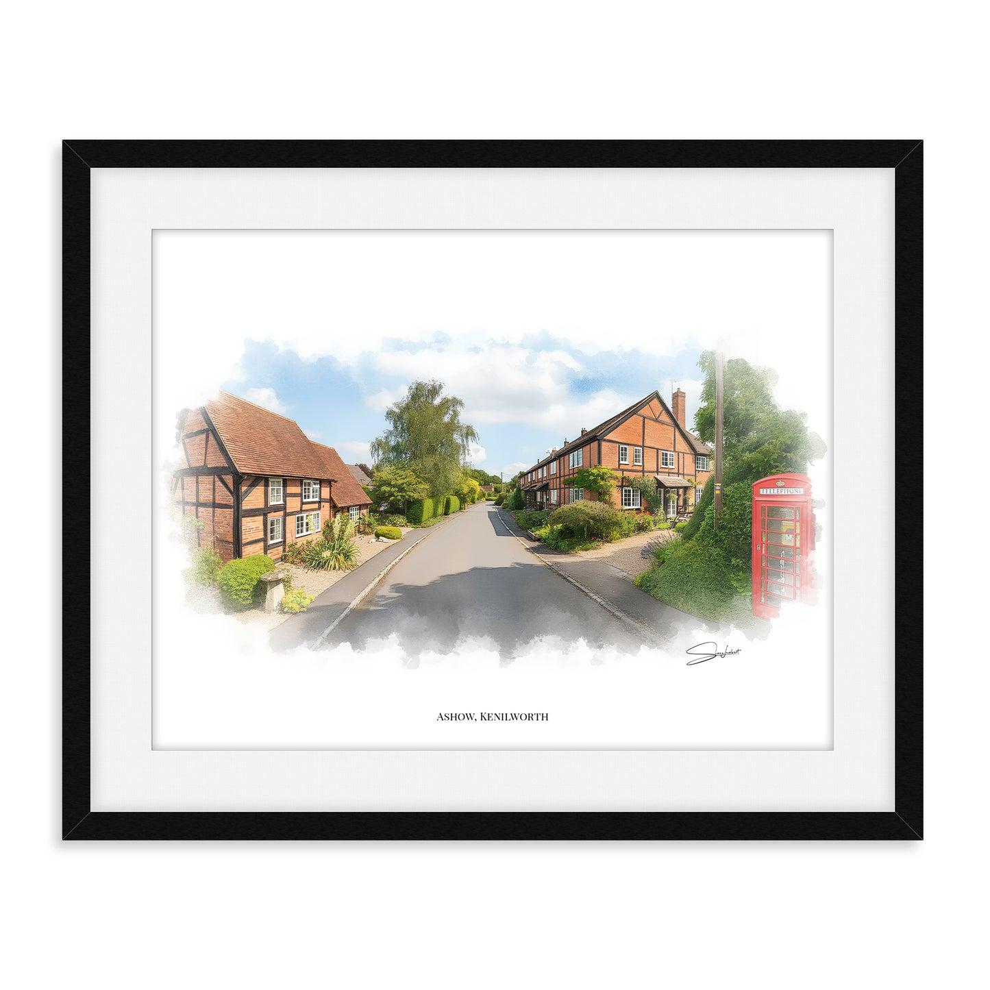 Kenilworth, Warwickshire Local Landmark Print - Ashow Village by Simon Lambert. Framed or Unframed Print Various Sizes