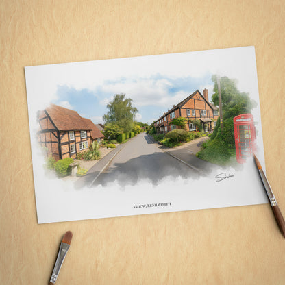Kenilworth, Warwickshire Local Landmark Print - Ashow Village by Simon Lambert. Framed or Unframed Print Various Sizes