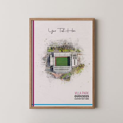 Bespoke Stadium Design Football Stadium Poster Artwork, Personalised Watercolour Art Print, Custom Aerial Layout - Framing options available ANY STADIUM Worldwide.