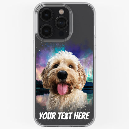 Personalised Pet Portrait Phone Case – Clear Silicone with Custom Brush Art Background | iPhone & Samsung