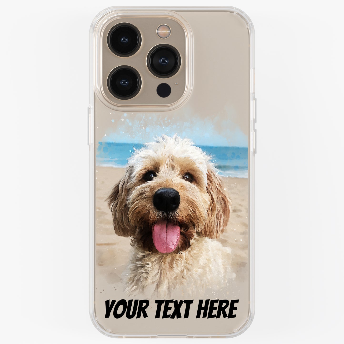 Personalised Pet Portrait Phone Case – Clear Silicone with Custom Brush Art Background | iPhone & Samsung