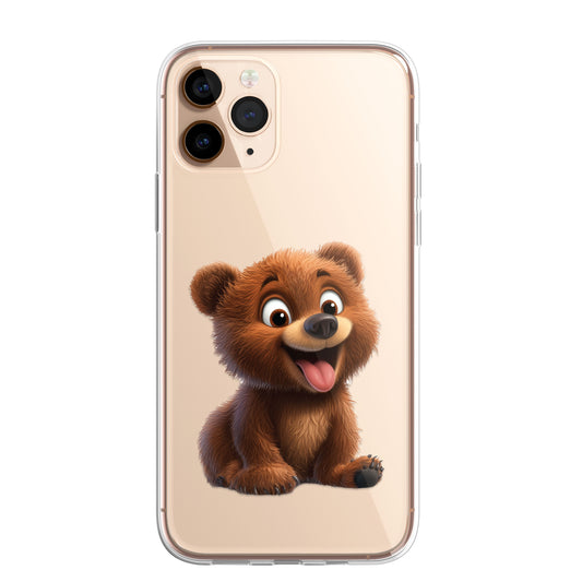 Grizzly Bear Custom Cartoon Phone Case Personalised CLEAR Cute Family Splatter Phone Cover Case for iPhone 16 15 14 13 12 11