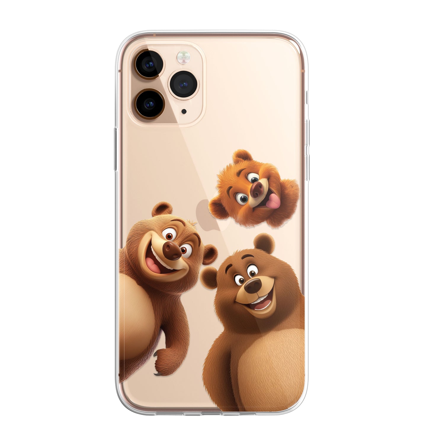 Grizzly Bear Custom Cartoon Phone Case Personalised CLEAR Cute Family Splatter Phone Cover Case for iPhone 16 15 14 13 12 11