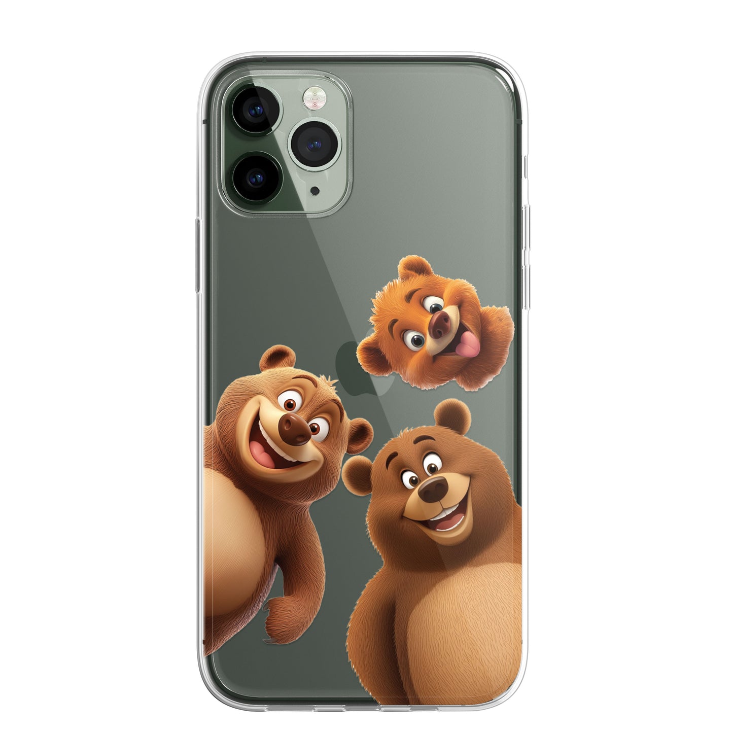Grizzly Bear Custom Cartoon Phone Case Personalised CLEAR Cute Family Splatter Phone Cover Case for iPhone 16 15 14 13 12 11
