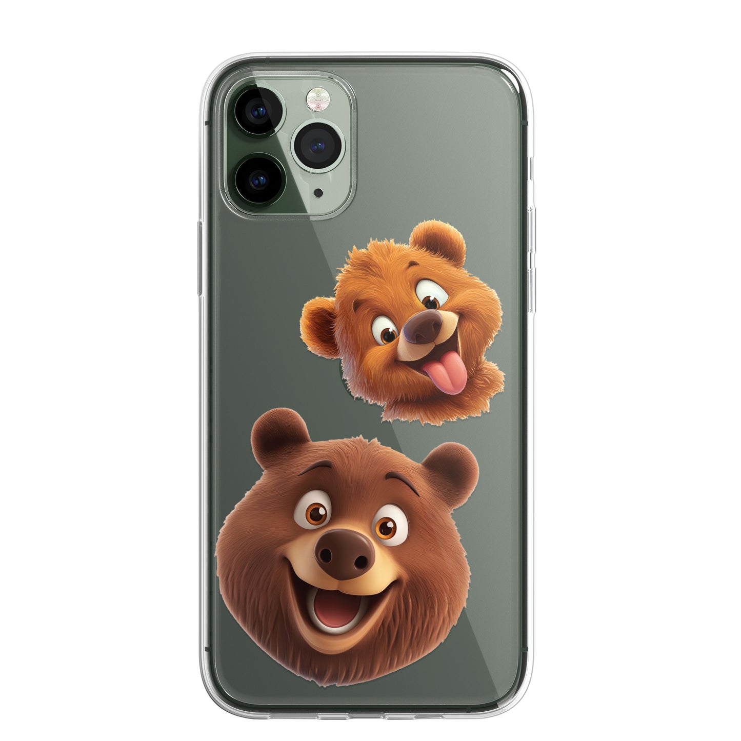 Grizzly Bear Custom Cartoon Phone Case Personalised CLEAR Cute Family Splatter Phone Cover Case for iPhone 16 15 14 13 12 11
