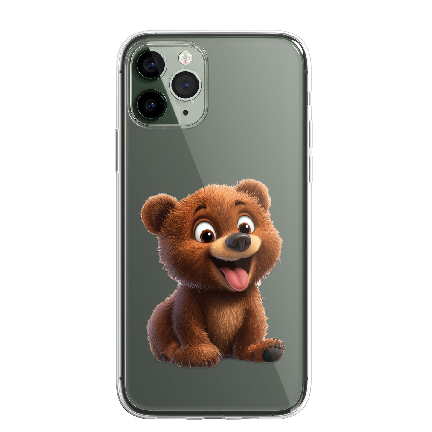 Grizzly Bear Custom Cartoon Phone Case Personalised CLEAR Cute Family Splatter Phone Cover Case for iPhone 16 15 14 13 12 11