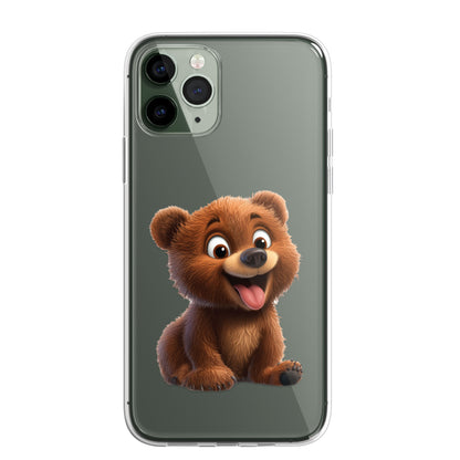 Grizzly Bear Custom Cartoon Phone Case Personalised CLEAR Cute Family Splatter Phone Cover Case for iPhone 16 15 14 13 12 11