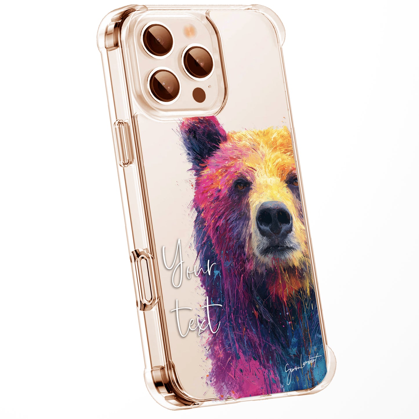 Animal Wildlife WaterColour Personalised Phone Case Splatter Painting Limited Edition Artwork CLEAR Cover Case, Exclusive Art for iPhone 16 15 14 13 12 11 Ranges - CUSTOMISE ONLINE