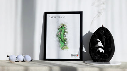 Personalised Golf Art Print, Custom Aerial Golf Course Map Layout - ANY HOLE Worldwide, Bespoke Text, Hole in One Gift Keepsake, Men Women, Father's Day, Birthday, Retirement