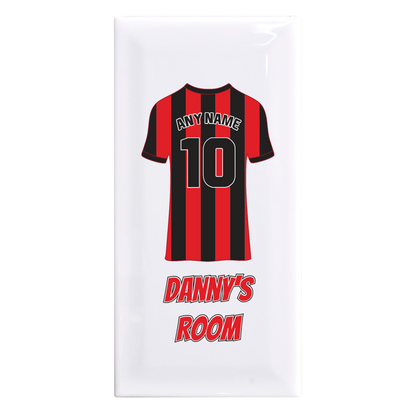 Personalised Premium Ceramic Children's Football Door Plaque - Premier Championship Football Team Shirt Style