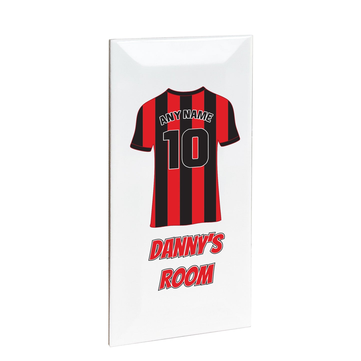 Personalised Premium Ceramic Children's Football Door Plaque - Premier Championship Football Team Shirt Style